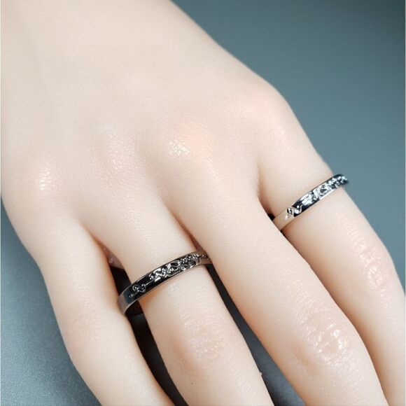 Brand New S925 Silver Heart Beats Patterns Couple Rings #2 - Picture 2 of 8